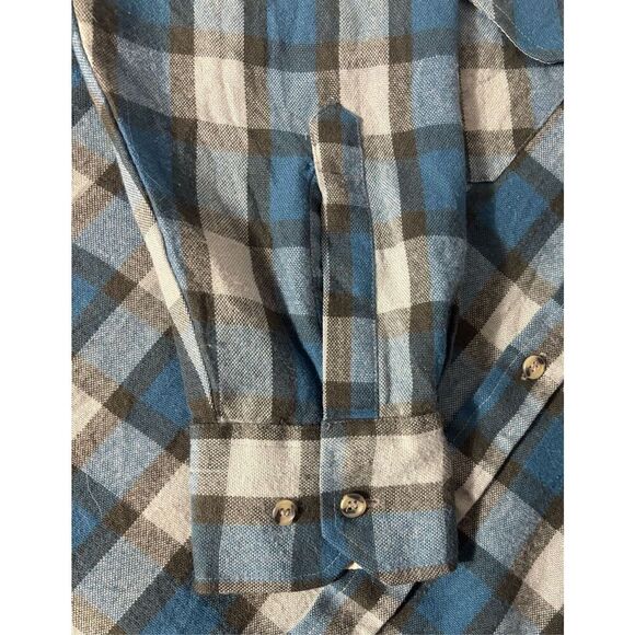 Vintage Northwest Territory Flannel Shirt Mens XLT Blue Gray Check Acrylic - Picture 6 of 9